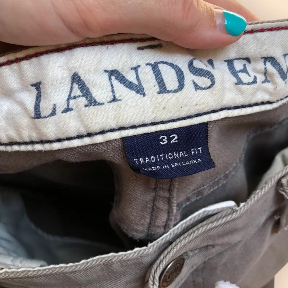 Lands’ End MENS Traditional Fit Stretch Jeans Light Grey Denim Pants MENS 32